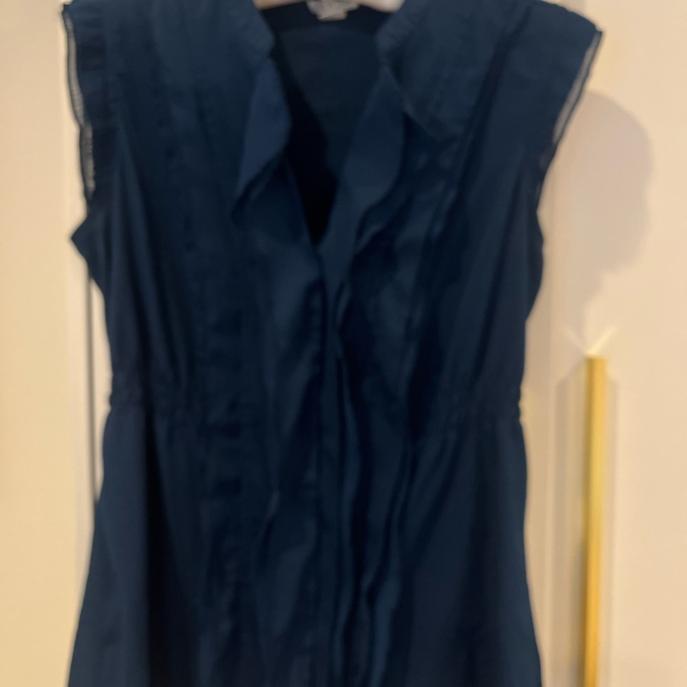 Converse Blue Sleeveless Ruffled Blouse